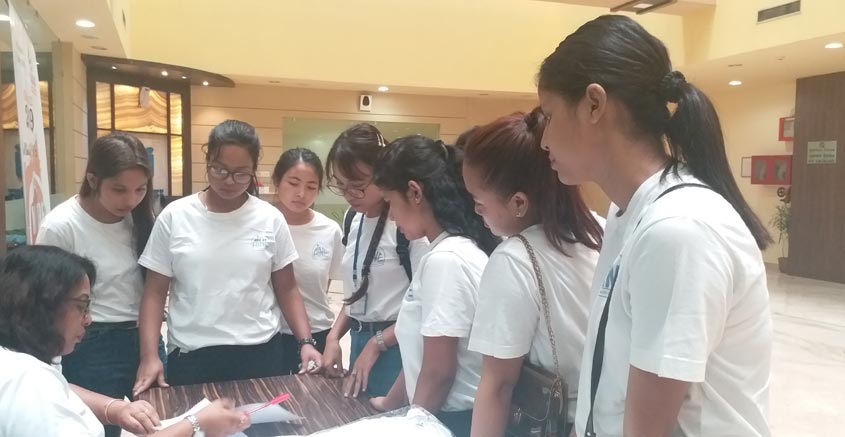 Students enrolling for the orientation programme on palliative care and volunteering conducted by Assam Cancer Care Foundation