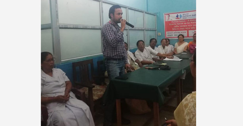 Dr Pranjal Gogoi, Palliative Care, Assam Cancer Care Foundation, addressing the gathering at Jorhat Medical College and Hospital