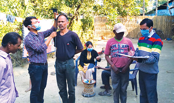 Workers getting tested at the Chubwa tea garden estate in Dibrugarh